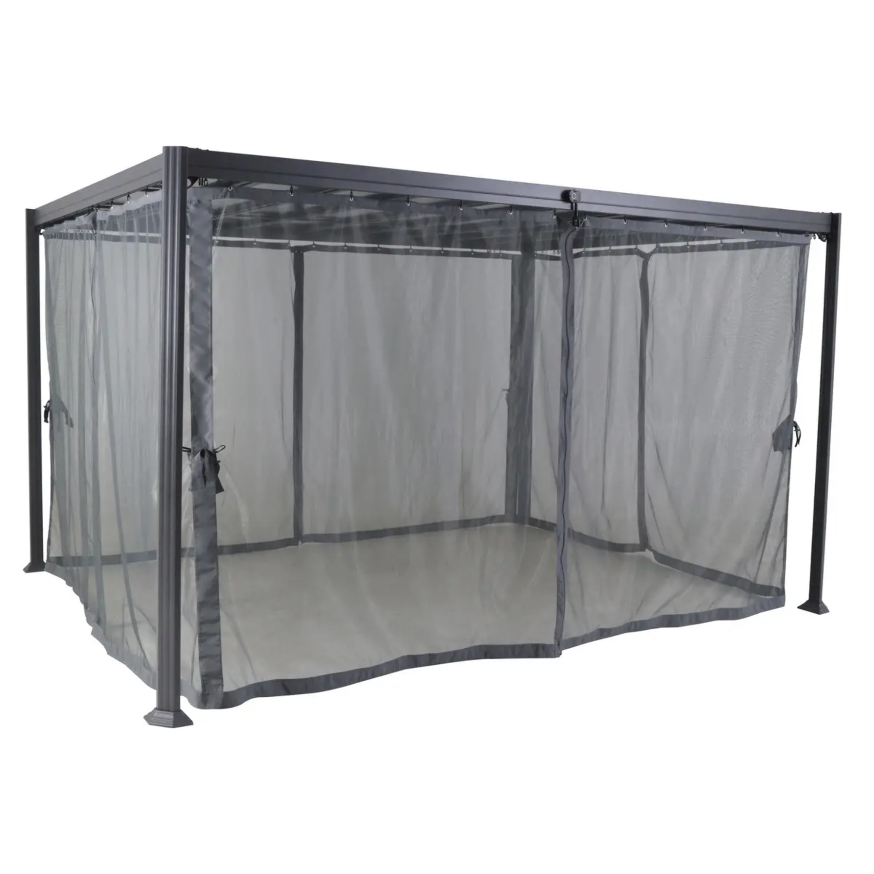 Moustiquaire pour pergola "Belize" à lattes 3x3,8m ardoise en polyester