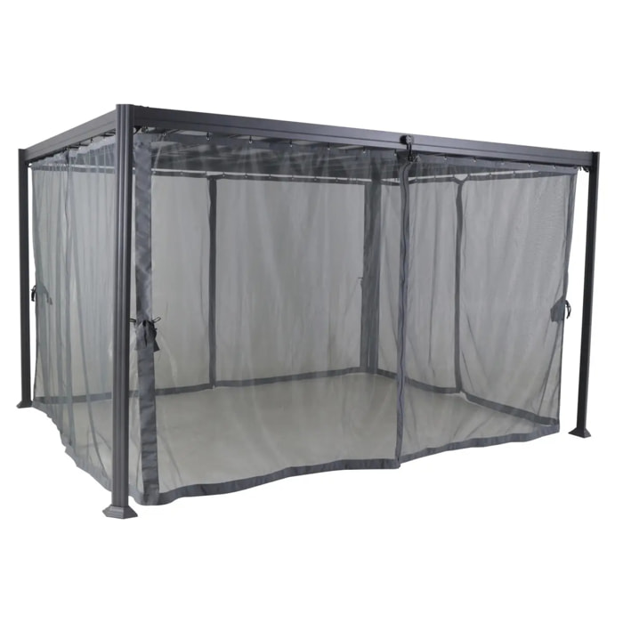 Moustiquaire pour pergola "Belize" à lattes 3x3,8m ardoise en polyester