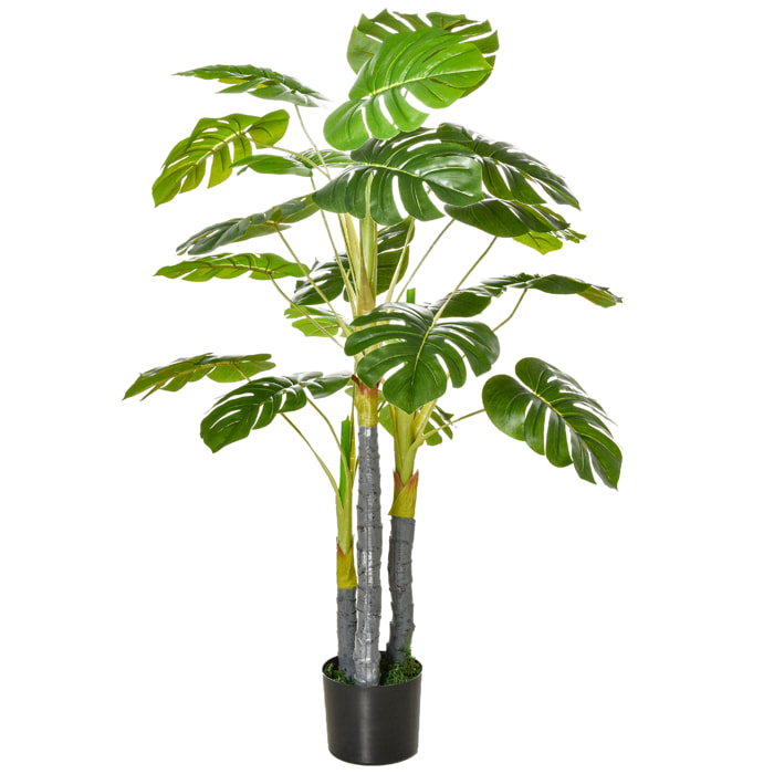 HOMCOM Arbre artificiel plante artificielle monstera H.1,2 m tronc branches lichen feuilles de tortue grand réalisme pot inclus