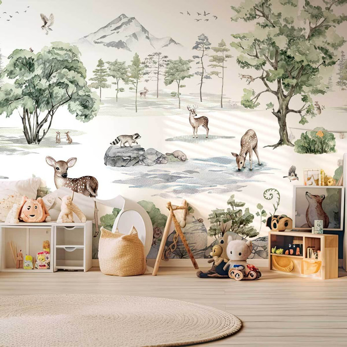 Papier peint forêt des neiges Intissé