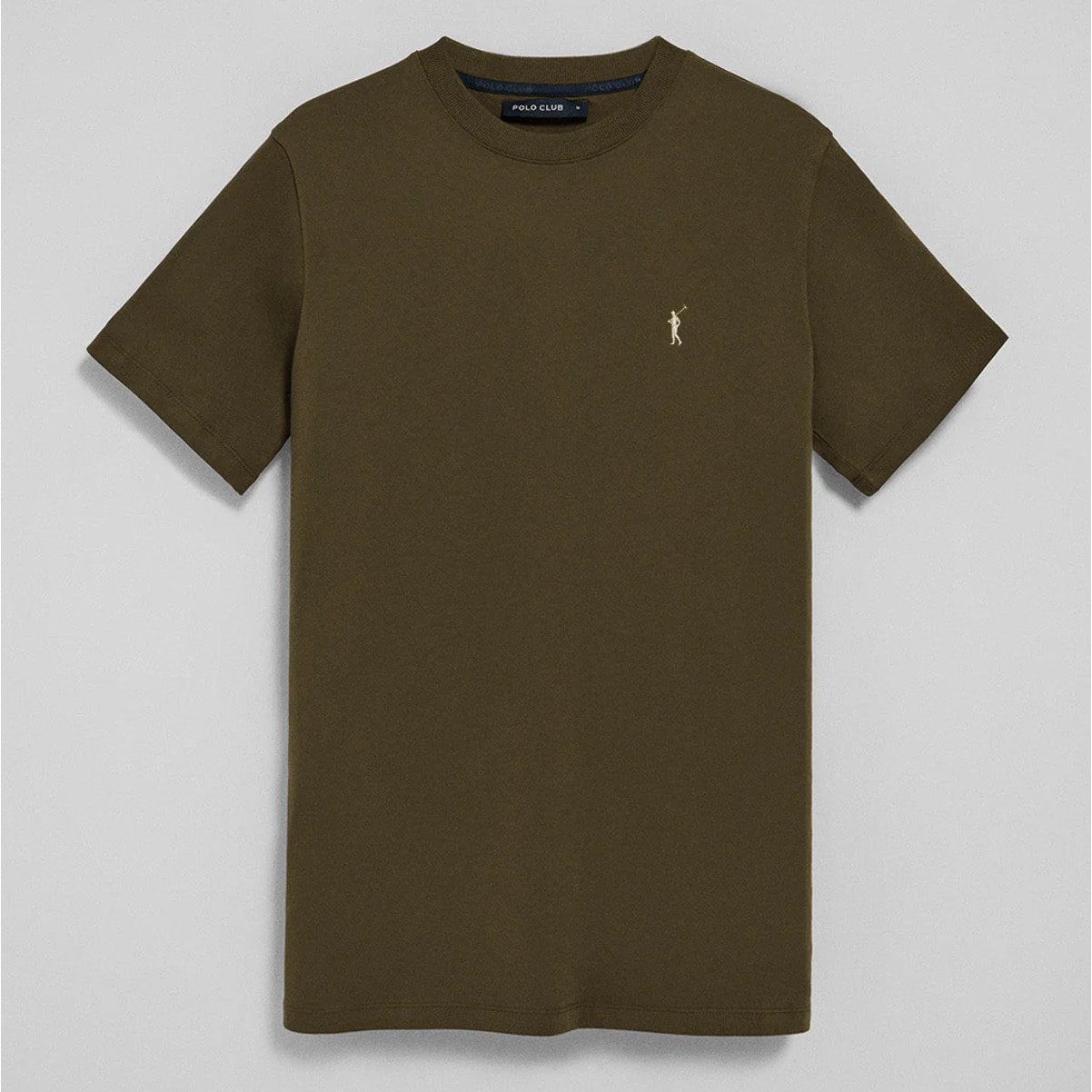 Maglietta kaki a girocollo e ricamo Rigby Go