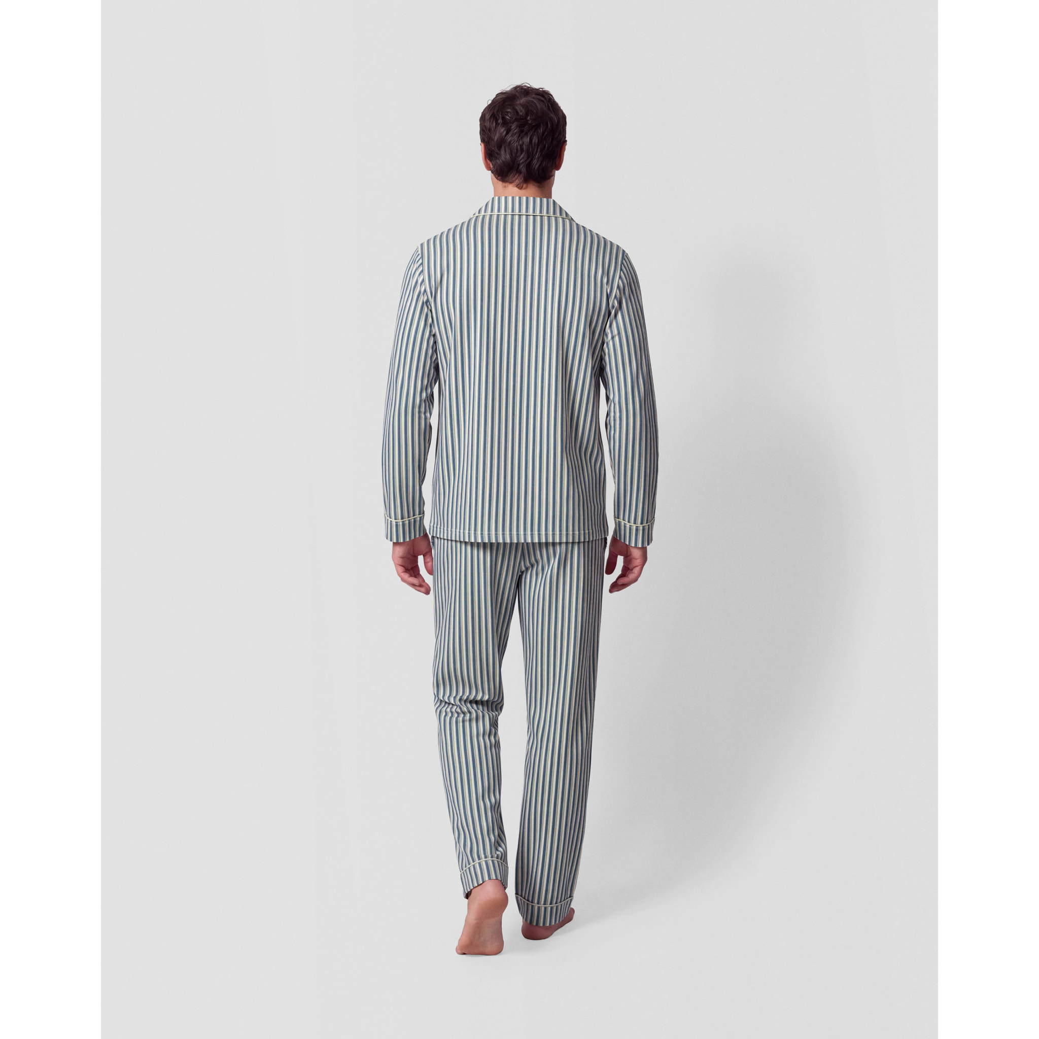 Pijama largo camisero algodón raya mare verde azul