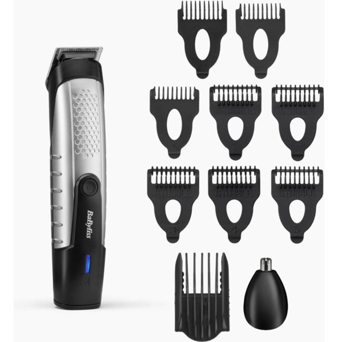 Tondeuse barbe BABYLISS T812E, 14 hauteurs de coupe, précision 0,5 mm, autonomie 180 mn
