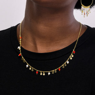 Collar de Coral acabado en oro amarillo de 18k