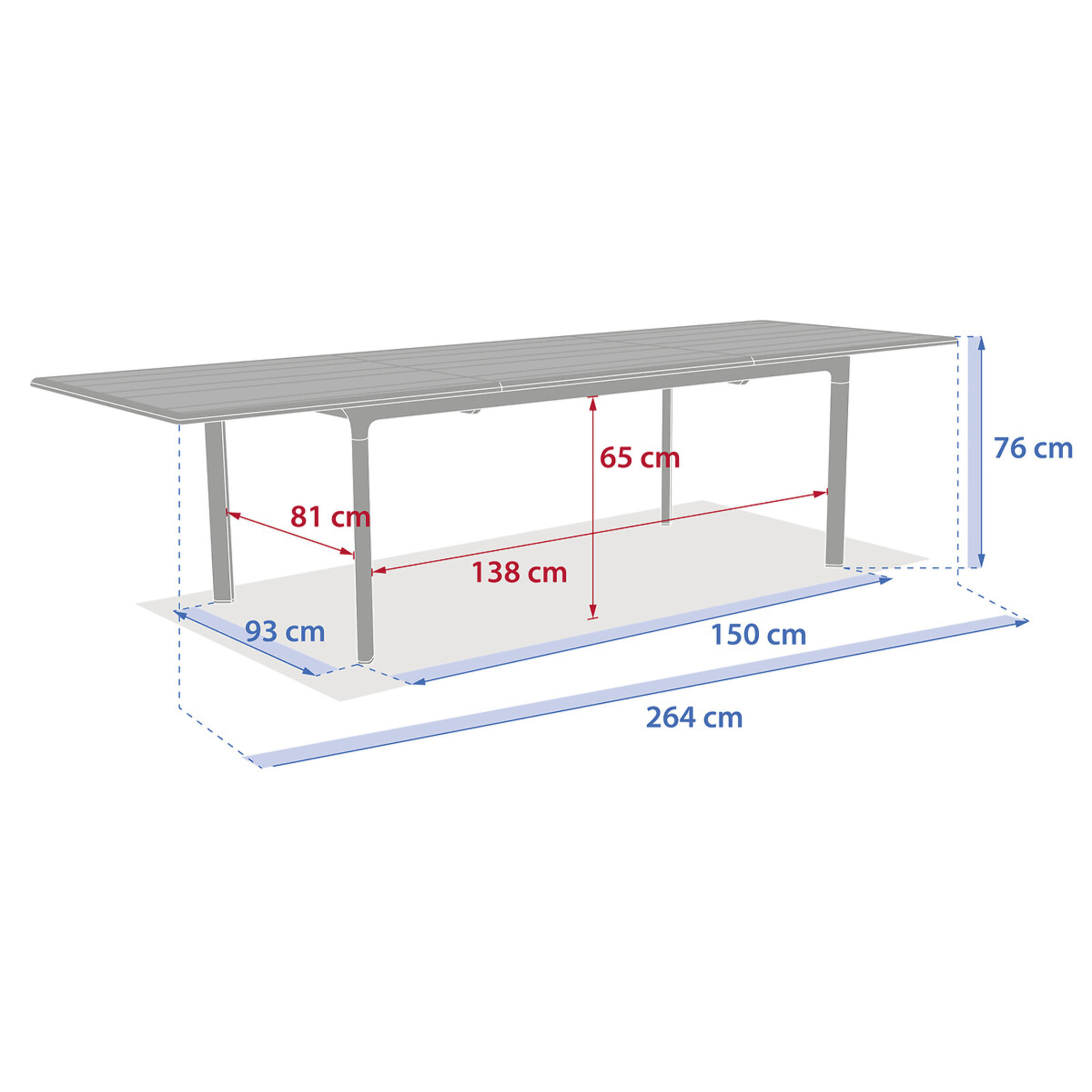 Table de jardin "Dilors" effet bois lin & vert laurier 10 places en aluminium