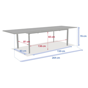 Table de jardin "Dilors" effet bois lin & vert laurier 10 places en aluminium