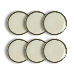Lot de 6 assiettes à dessert atome 20cm en faience beige ATOME