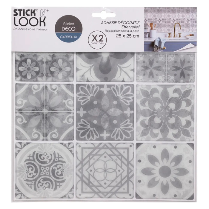 Sticker Caro 9 Carrés Gris x 2