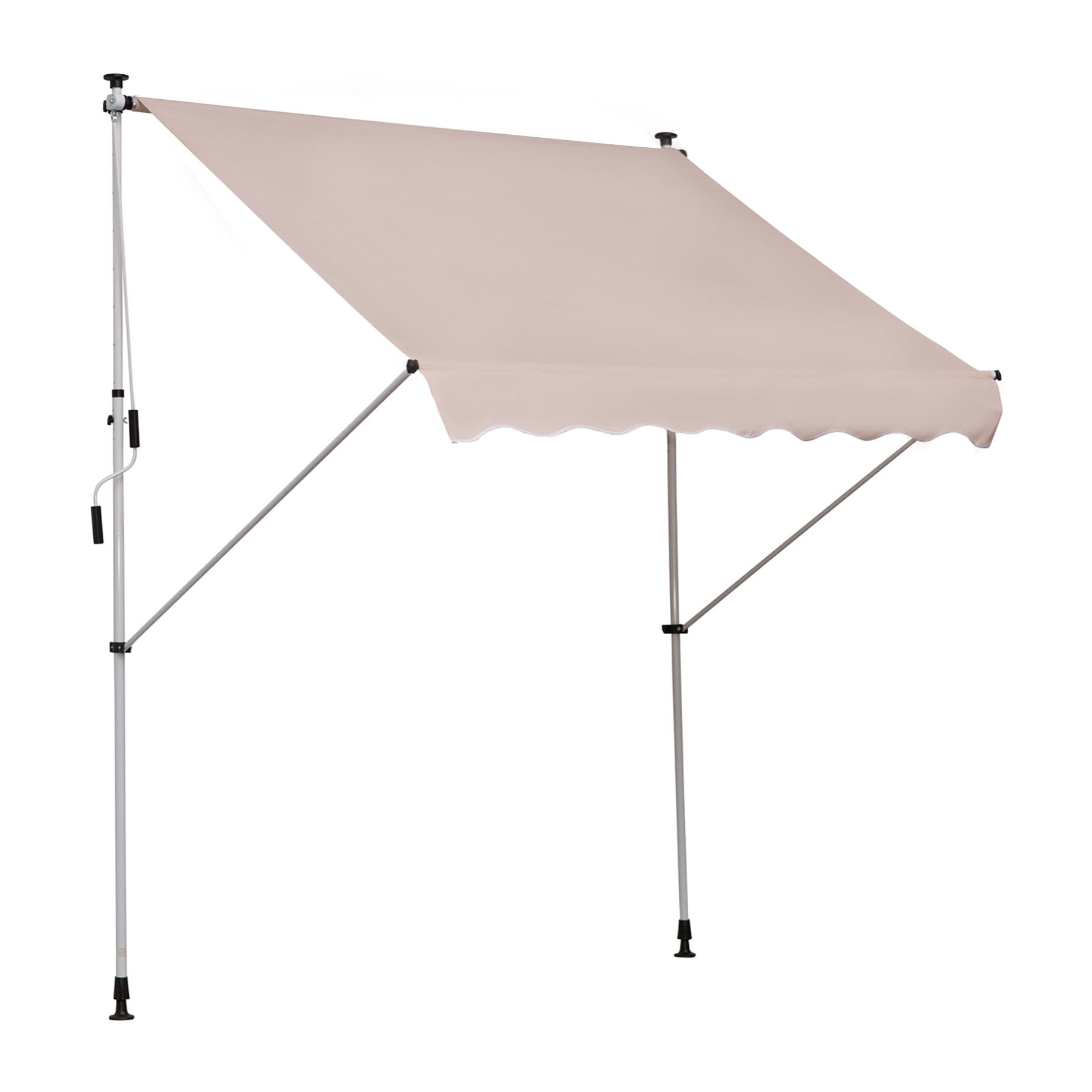 Toldo Manual Retráctil 200x150x170-280cm con Manivela para Terraza Balcón Beige