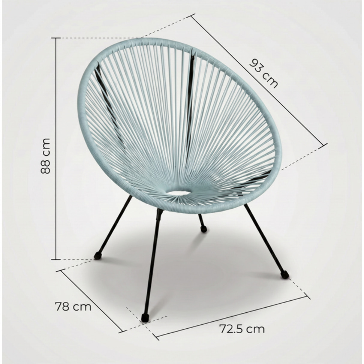 Sedia da giardino in acciaio e vimini sintetico multistring, poltrona outdoor, design moderno, resistente a UV e acqua, antiruggine e facile da montare, seduta ergonomica e traspirante, ideale per balcone terrazzo e giardino.
