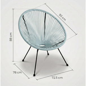 Sedia da giardino in acciaio e vimini sintetico multistring, poltrona outdoor, design moderno, resistente a UV e acqua, antiruggine e facile da montare, seduta ergonomica e traspirante, ideale per balcone terrazzo e giardino.