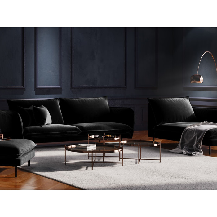 Méridienne droite "Vienna" en velours noir
