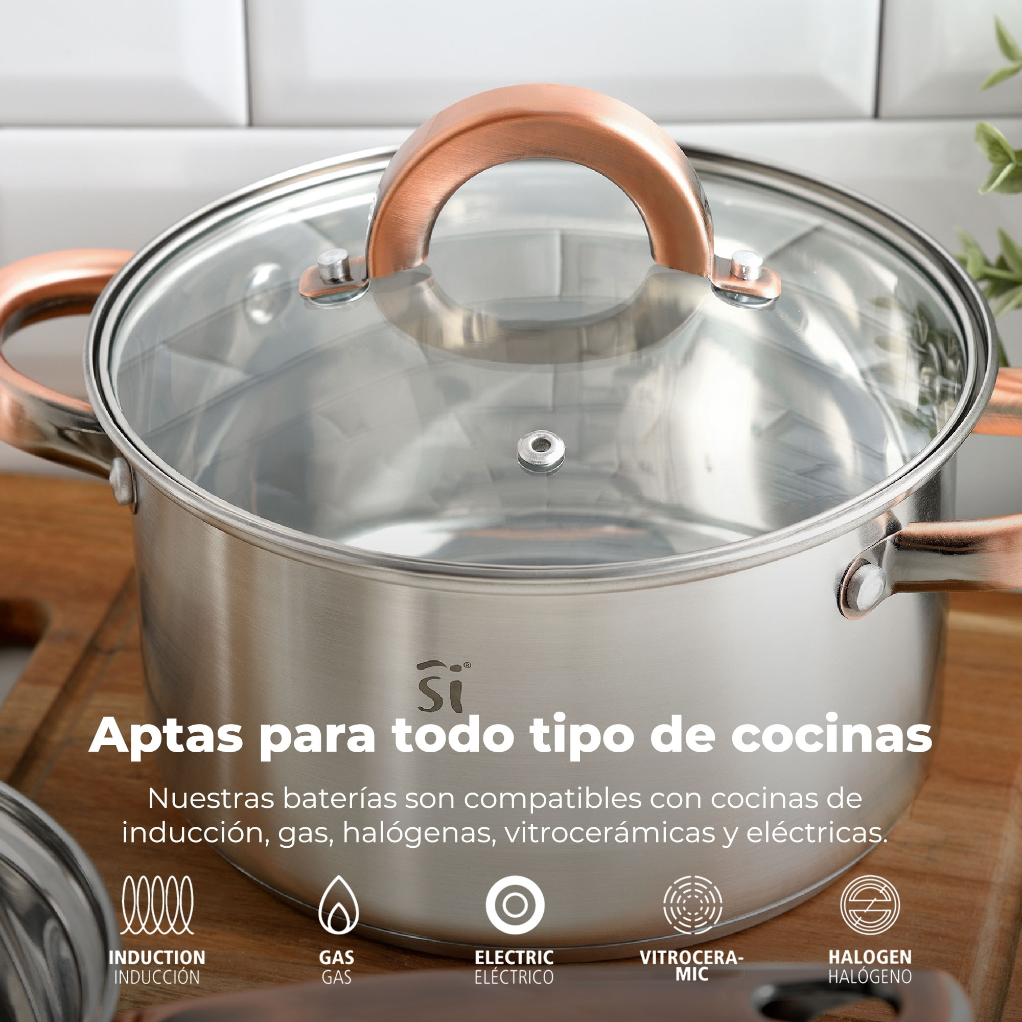 Set 8 pzs (batería de cocina onil 5 pzs + set 3 sartenes navy red & marble 16+20+24cm)