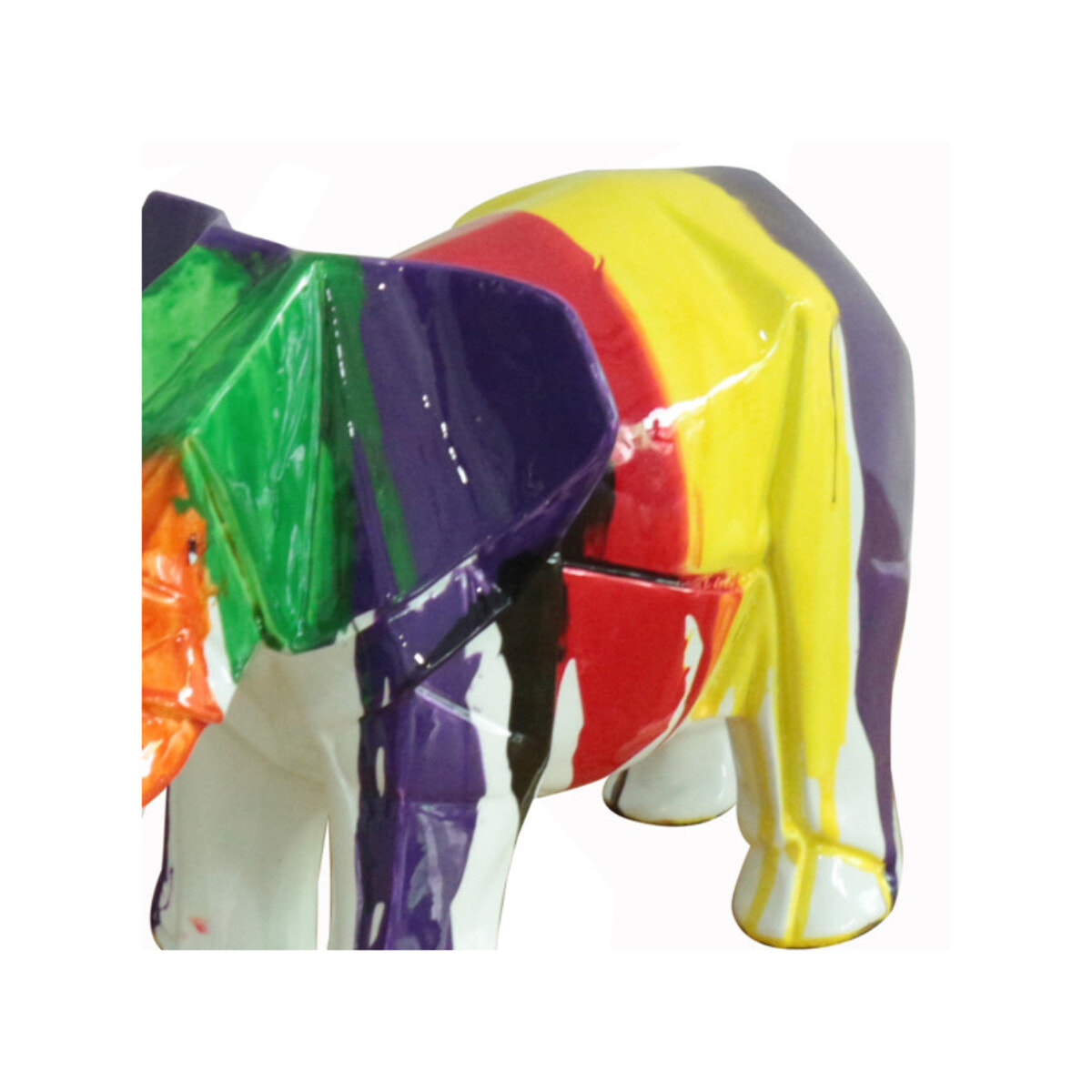 Statue éléphant en résine peinture multicolore H21cm - ELEPH 8