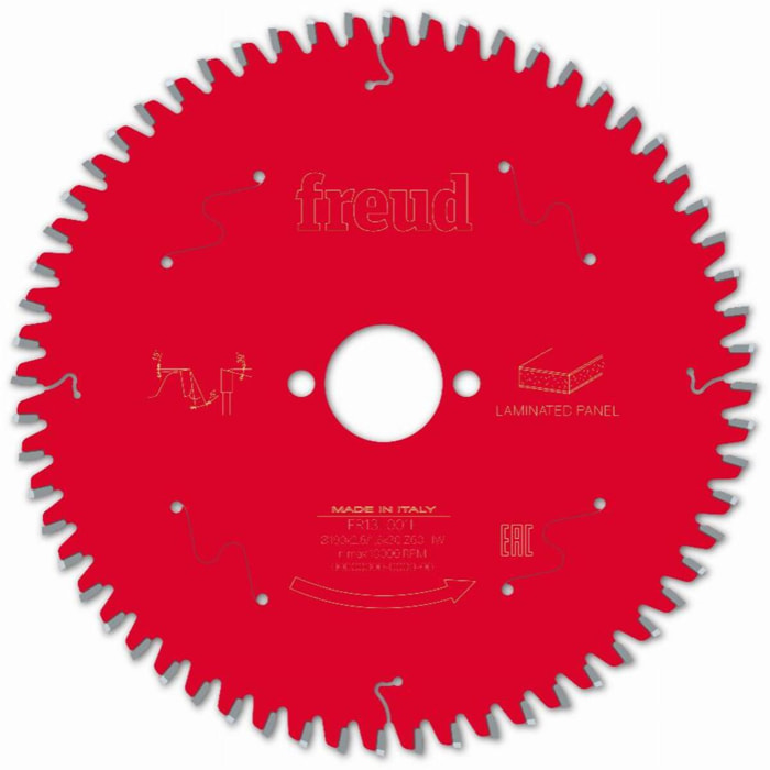 Lame pour scie circulaire portative FREUD - Ø190 2,6/1,6 AL30 Z60 BA -5° - F03FS09802 -FR13L001H
