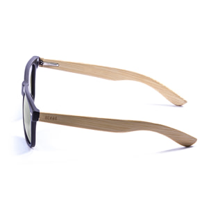 Gafas de sol OCEAN BEACH WOOD - Patillas en negro mate y bambú y / Ahumada