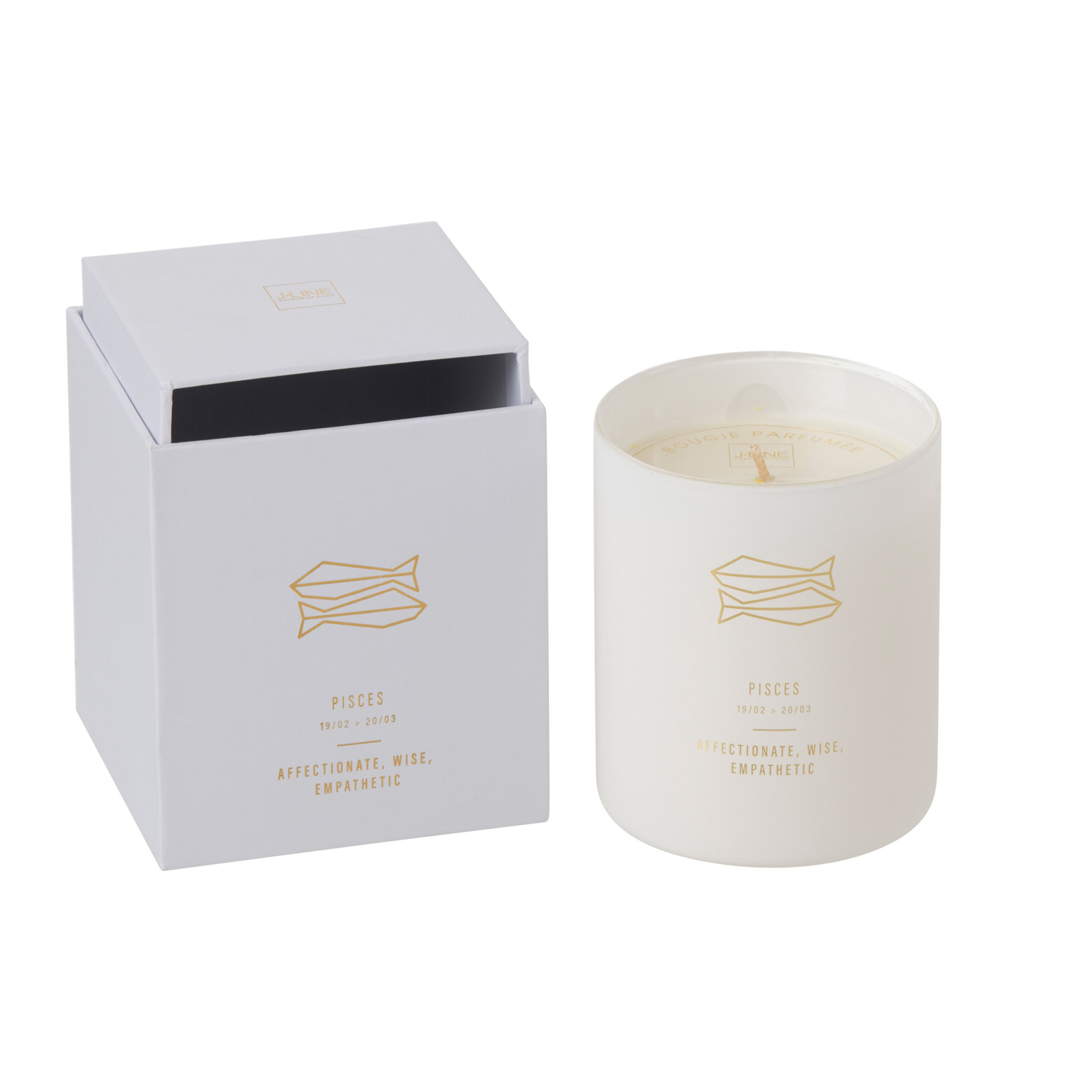 J-Line bougie parfumée Astro Poisson – Sapphire Amber Tea – blanc - 50H
