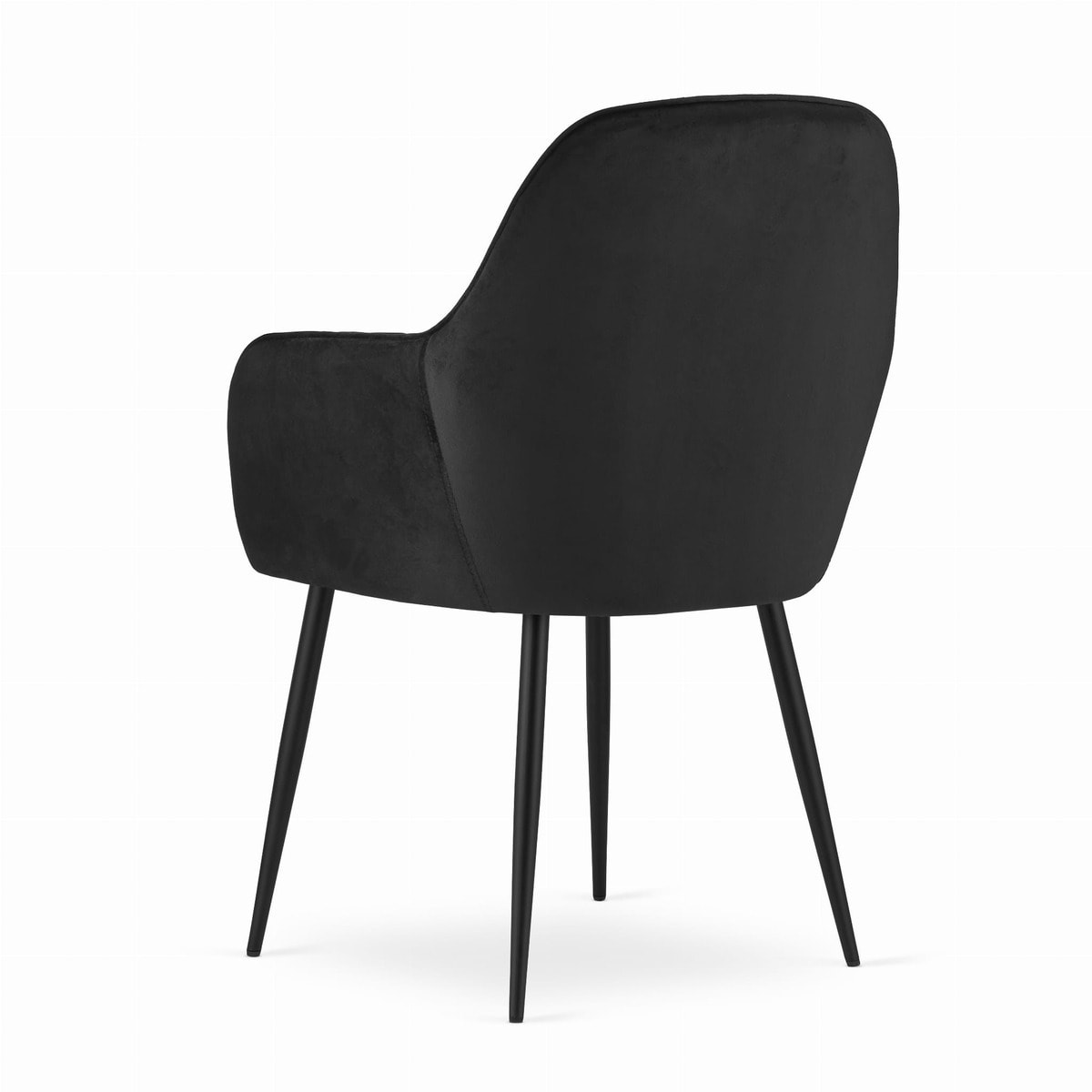 Sedia di design Lugo in velluto nero con gambe in metallo