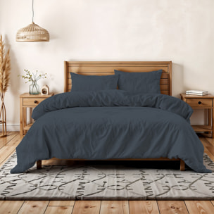 PARURE COPRIPIUMINO WATER WASHED, 100% Microfibra, No Stiro - GRIGIO SCURO