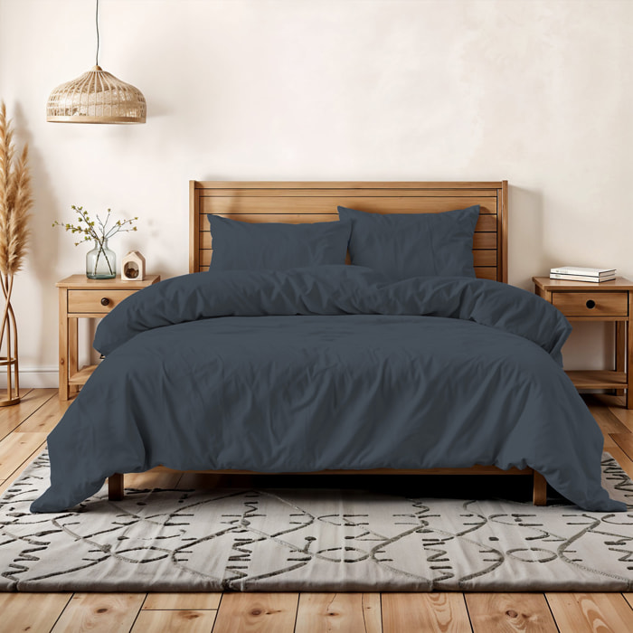 PARURE COPRIPIUMINO WATER WASHED, 100% Microfibra, No Stiro - GRIGIO SCURO