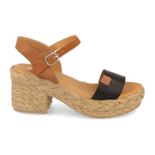 Sandalia con Tacón y Plataforma de Yute Estilo Ankle Strap