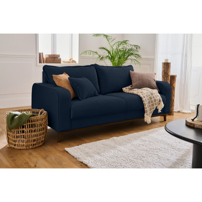 Albane - canapé 3 places - en velours côtelé - Bleu Ardoise