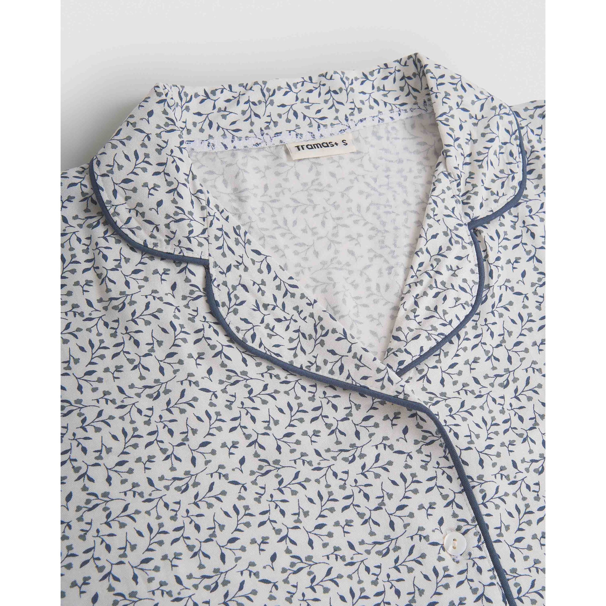 Pigiama lungo a camicia in viscosa canale blu verdastro