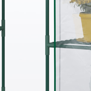 Serre de jardin 6 étagères - dim. 142L x 73l x 195H cm - porte - acier thermolaqué PVC haute densité anti-UV - transparent vert