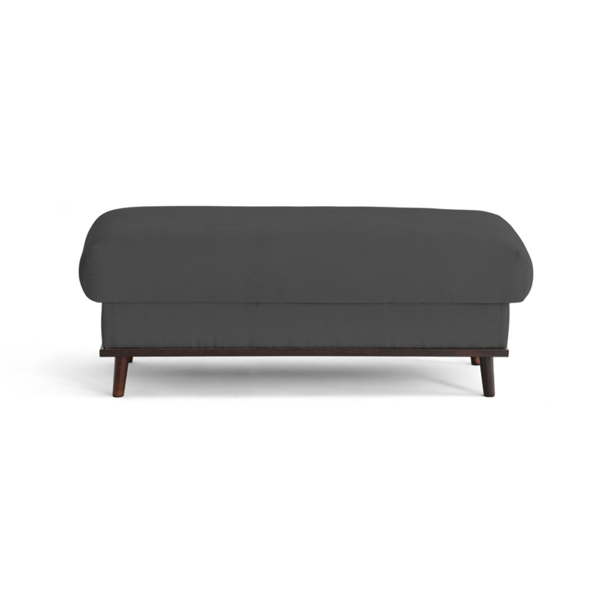 Albane - pouf en velours côtelé pieds bois foncé - Gris foncé
