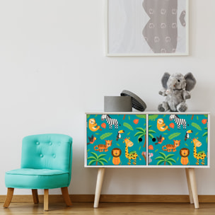 Sticker meuble enfant animaux tropicaux 60 x 90 cm