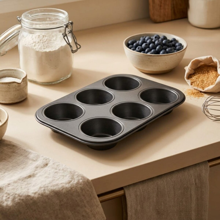 Moule à muffins 6 empreintes 28 x 19 cm Zenker Black Metallic