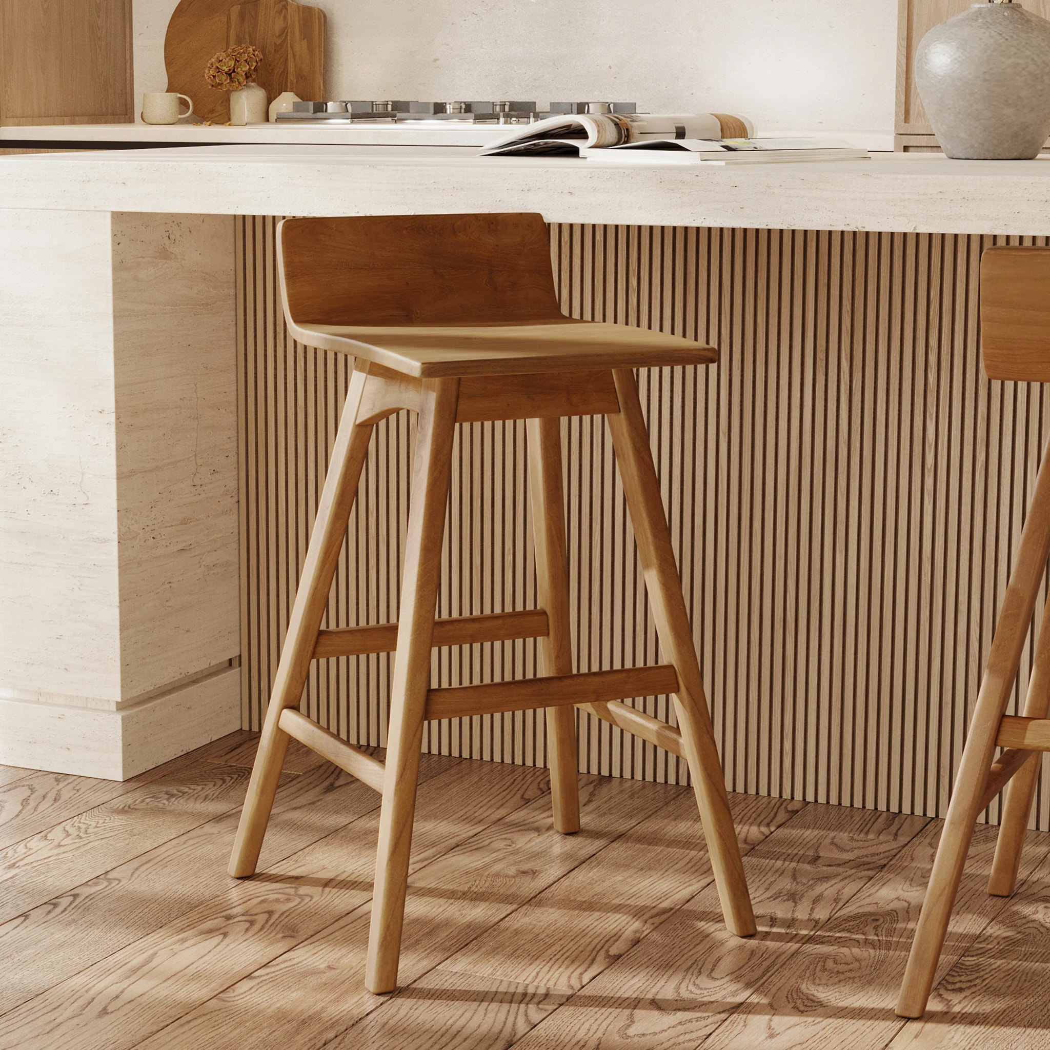 Chaise de bar en bois de teck 72,5 cm - Greta