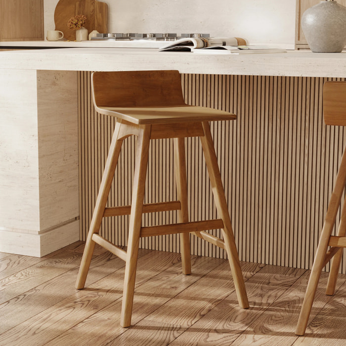 Chaise de bar en bois de teck 72,5 cm - Greta