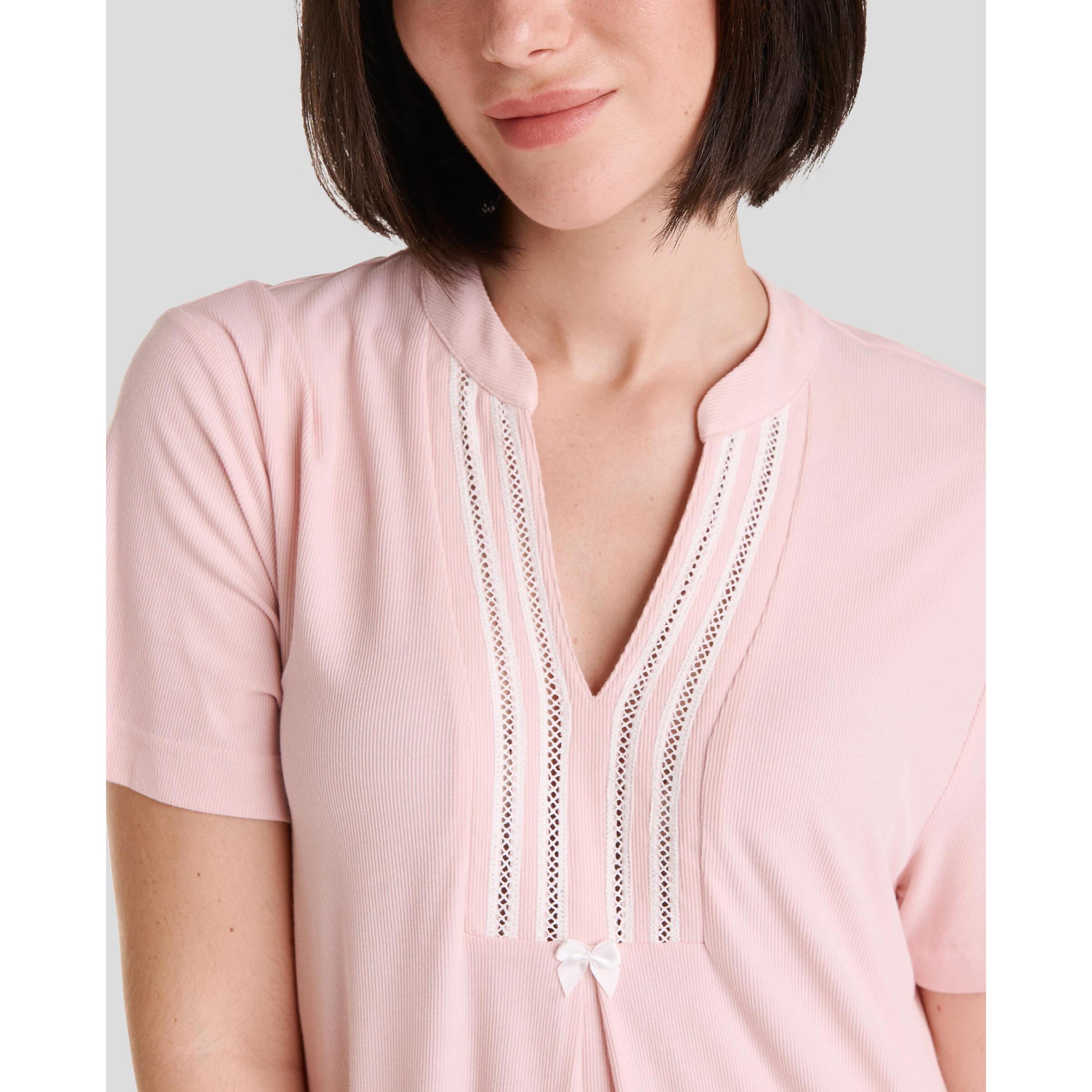 Camisón corto mujer canalé manga corta suave