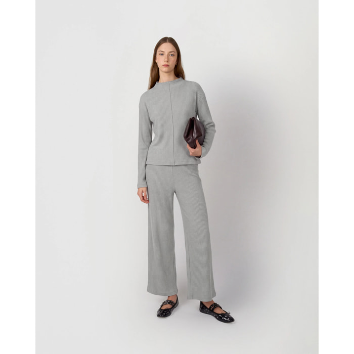 Set jersey pantalón canalé gris claro