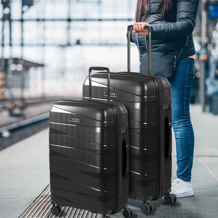 Juego De Maletas Rígidas Pp Jaslen Stuttgart Negro