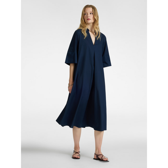 Elena Mirò - Vestido de corte relajado en algodón - Azul