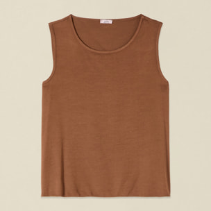 Oltre - Top senza maniche misto lino - Marrone
