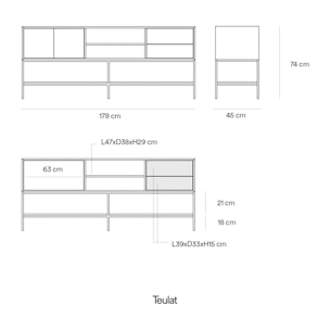 Mueble de televisión Otto 2 puertas y 2 cajones gris antracita y roble