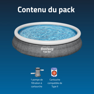 Bestway Piscine autoportante Ronde Fast Set Rotin 457 x 84 cm - Filtration Incluse