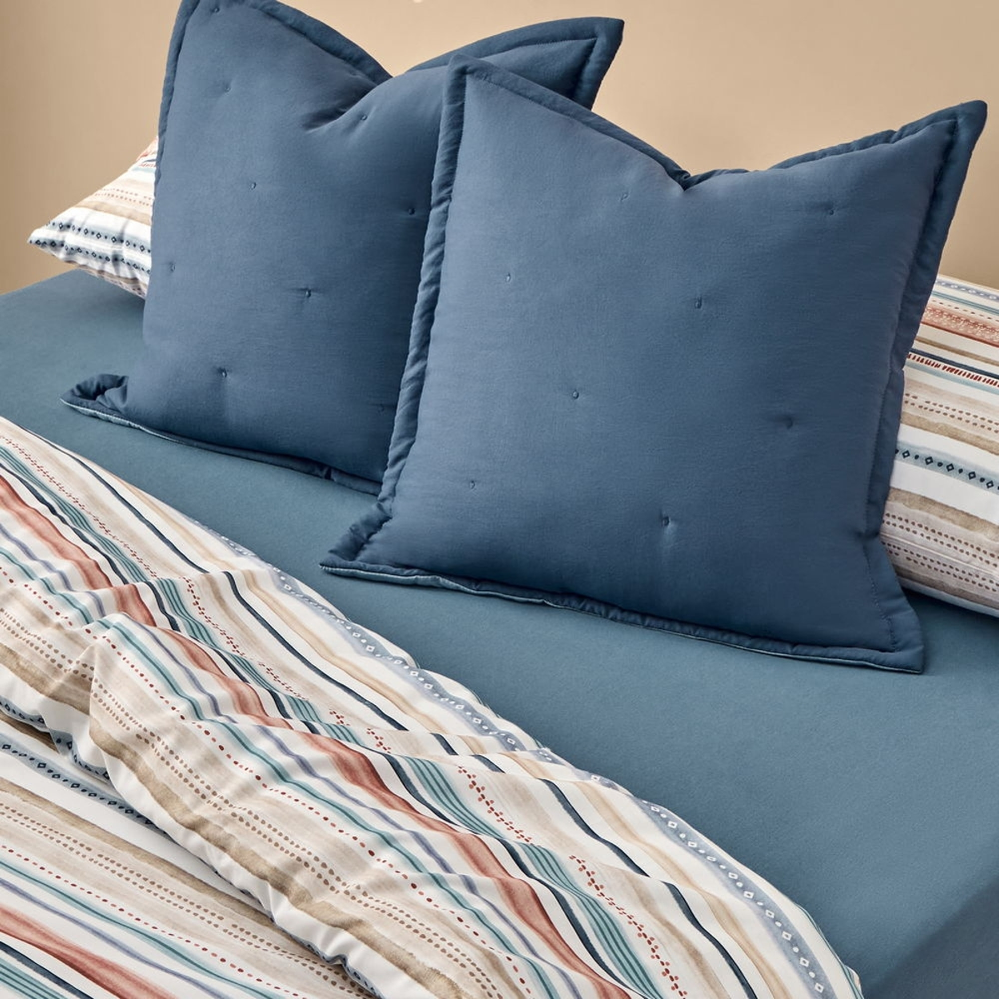 Funda nórdica rayas multicolor Onray color azul 100% Algodón percal