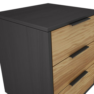 Mesita de noche Numa 3 cajones Gris Alpino - Oak