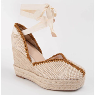 Alpargata De Cuña - Beige - Altura: 8 Cm