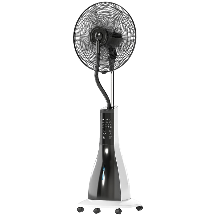 Ventilateur brumisateur oscillant inclinable sur pied roulettes 90W H.125 cm avec télécommande
