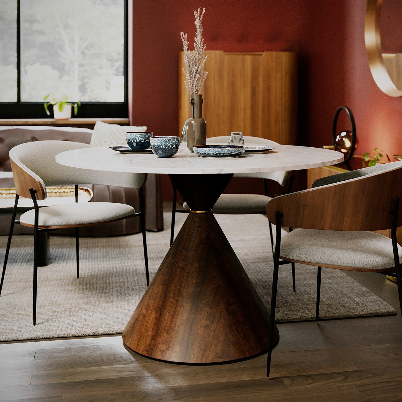 Table Cono 120cm céramique noyer Kare Design