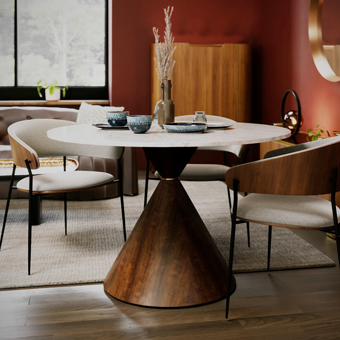 Table Cono 120cm céramique noyer Kare Design