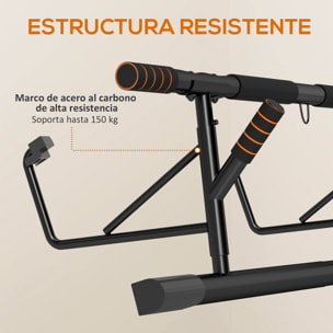 Barra de Dominadas Multifuncional Barra de Dominadas de Pared con Bandas de Resistencia Carga 150 kg para Ejercicio y Entrenamiento en Casa Gimnasio Negro y Naranja