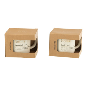 J-Line tasse Message Family Home - céramique - or - 2 pcs