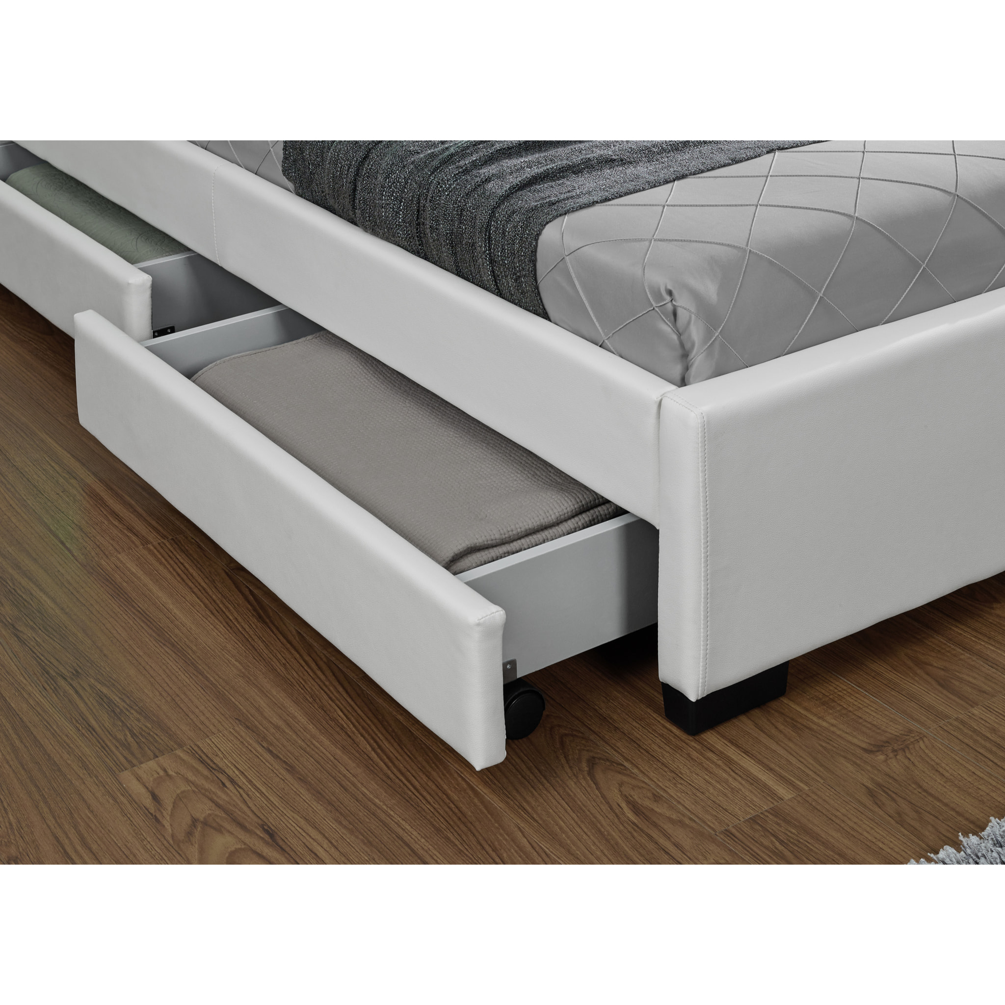 Structure de lit LED avec rangements 140 x 190 cm blanc NEXUS