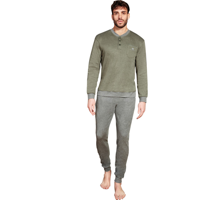 Pigiama Uomo lungo invernale in Cotone Interlock Nottingham, Art. FR44568 Verde